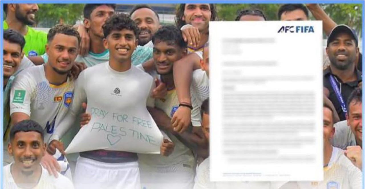 இலங்கை கால்பந்து வீரர் தில்ஹாமுக்கு 2000 அ.டொலர் அபராதம்; பலஸ்தீனுக்கு ஆதரவளித்ததாக குற்றச்சாட்டு