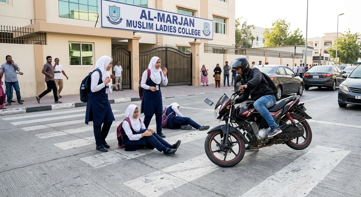 மயிரிழையில் தப்பிய 3 மாணவிகள்அல்-மர்ஜன் கல்லூரி முன்பாக சம்பவம்